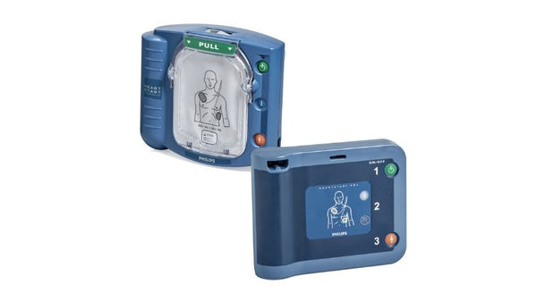 Philips HeartStart HS1 en FRx AED naast elkaar